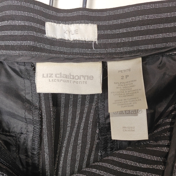 Liz Claiborne Women's Black Pinstripe Straight Leg Pants - Picture 2 of 4